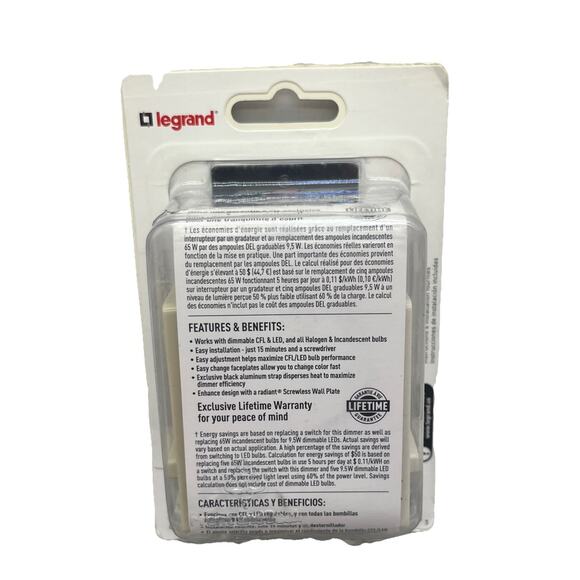 Legrand Pass & Seymour Wide Slide Dimmer Single Pole WSCL450TCCCV4. {3}. - Picture 2 of 13